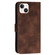 iPhone 15 Plus YX0080 Grid Butterfly Embossed Pattern Flip Leather Phone Case with Lanyard - Coffee