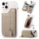 iPhone 15 Plus Zipper Wallet Leather Back Shockproof Phone Case - Khaki