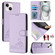 iPhone 13 / 14 Cat Rat Embossed Pattern RFID PU Phone Case with Wrist Strap - Purple