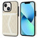 iPhone 13 / 14 Splicing Rhombic Texture Card Bag Phone Case with Long Lanyard - Beige