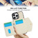 iPhone 13 / 14 Splicing Rhombic Texture Card Bag Phone Case with Long Lanyard - Beige