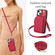 iPhone 14 / 13 AwQuer Crossbody Zipper Wallet Rhombic Leather Back Phone Case - Red
