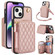 iPhone 14 / 13 AwQuer Crossbody Zipper Wallet Rhombic Leather Back Phone Case - Rose Gold