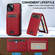 iPhone 14 / 13 LC.IMEEKE L3 Series Detachable RFID Card Bag Magsafe Phone Case - Red