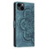 iPhone 14 / 13 Mandala Embossed Retro Frosted Leather Phone Case - Blue
