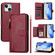 iPhone 14 / 13 Multi-Card Slots Zipper Wallet Leather Phone Case - Dark Red