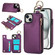 iPhone 14 / 13 RFlD Anti-theft Double Buckle Ring Zipper Card Phone Case - Dark Purple