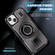 iPhone 14 / 13 Ring Holder Carbon Fiber PC Hybrid TPU Phone Case - Grey