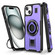 iPhone 14 / 13 Ring Holder Carbon Fiber PC Hybrid TPU Phone Case - Purple