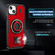 iPhone 14 / 13 Ring Holder Carbon Fiber PC Hybrid TPU Phone Case - Red