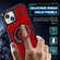iPhone 14 / 13 Ring Holder Carbon Fiber PC Hybrid TPU Phone Case - Red