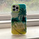 iPhone 14 Beach Coconut Dual-side Laminating Laser Frosted Phone Case - Green Yellow