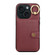 iPhone 14 Brushed Texture Wallet Ring Holder Phone Case - Wine Red