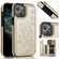 iPhone 14 Butterflies Flowers Double Buckle Case - Gold