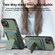 iPhone 14 Carbon Fiber Fold Stand Elastic Card Bag Phone Case - Green