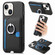 iPhone 14 Carbon Fiber Ring Side Insert Card Bag MagSafe Phone Case - Black