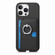 iPhone 14 Carbon Fiber Ring Side Insert Card Bag MagSafe Phone Case - Black