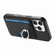 iPhone 14 Carbon Fiber Ring Side Insert Card Bag MagSafe Phone Case - Black