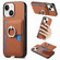 iPhone 14 Carbon Fiber Ring Side Insert Card Bag MagSafe Phone Case - Brown