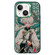 iPhone 14 Chinese Ancient Style Electroplated Lens Ring PC Hybrid TPU Phone Case - Green Background Boy