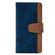 iPhone 14 Color Stitching Skin Feel Leather RFID Blocking Phone Case - Blue