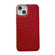 iPhone 14 Crocodile Texture Genuine Leather Nano Electroplating Phone Case - Red