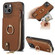 iPhone 14 Cross Leather Ring Vertical Zipper Wallet Back Phone Case - Brown