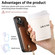 iPhone 14 Cross Leather Ring Vertical Zipper Wallet Back Phone Case - Brown
