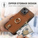 iPhone 14 Cross Leather Ring Vertical Zipper Wallet Back Phone Case - Brown