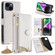 iPhone 14 Crossbody Chain Fishtail Litchi Leather Phone Case - White