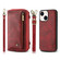 iPhone 14 Crossbody Multi-functional Zipper Wallet Leather Phone Case - Red