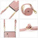 iPhone 14 Crossbody Wrist Strap Card Holder Phone Case - Rose Gold