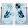 iPhone 14 Crystal Texture Colored Drawing Leather Phone Case - Blue Pansies