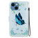 iPhone 14 Crystal Texture Colored Drawing Leather Phone Case - Blue Pansies