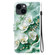 iPhone 14 Crystal Texture Colored Drawing Leather Phone Case - Jade Flowers