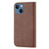 iPhone 14 Cubic Grid Calf Texture Magnetic Closure Leather Phone Case - Brown