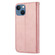 iPhone 14 Cubic Grid Calf Texture Magnetic Closure Leather Phone Case - Rose Gold