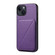 iPhone 14 D04 Calf Texture Dual Card Slot Holder Phone Case - Purple
