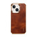iPhone 14 Denior Oil Wax Cowhide Plating Phone Case - Brown