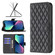 iPhone 14 Diamond Lattice Wallet Leather Flip Phone Case - Black