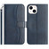 iPhone 14 Dual-Folded S-shape Leather Phone Case - Navy Blue
