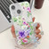 iPhone 14 Electroplating Flowers Plants Texture Wristband TPU Phone Case - Colorful Peony FL10