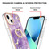 iPhone 14 Electroplating Marble Pattern IMD TPU Shockproof Case with Ring Holder - Purple 002