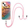 iPhone 14 Electroplating Pattern IMD TPU Shockproof Case with Neck Lanyard - Dream Chasing Butterfly