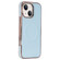 iPhone 14 Electroplating Soft Side Sticker Leather MagSafe Phone Case - Sky Blue