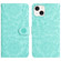 iPhone 14 Floral Embossed Pattern Leather Phone Case - Light Green