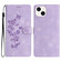 iPhone 14 Flower Butterfly Embossing Pattern Leather Phone Case - Purple