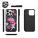 iPhone 14 Flower Multi-functional Crossbody Zipper Wallet MagSafe Leather Phone Case - Black