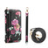 iPhone 14 Flower Multi-functional Crossbody Zipper Wallet MagSafe Leather Phone Case - Black