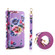iPhone 14 Flower Multi-functional Crossbody Zipper Wallet MagSafe Leather Phone Case - Purple